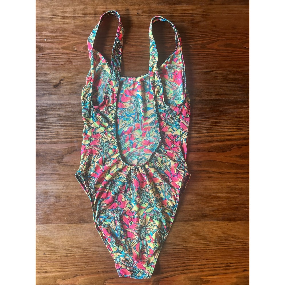 Vtg SOLAR Tan Thru 1pc Swimsuit S/M - Picture 2 of 6